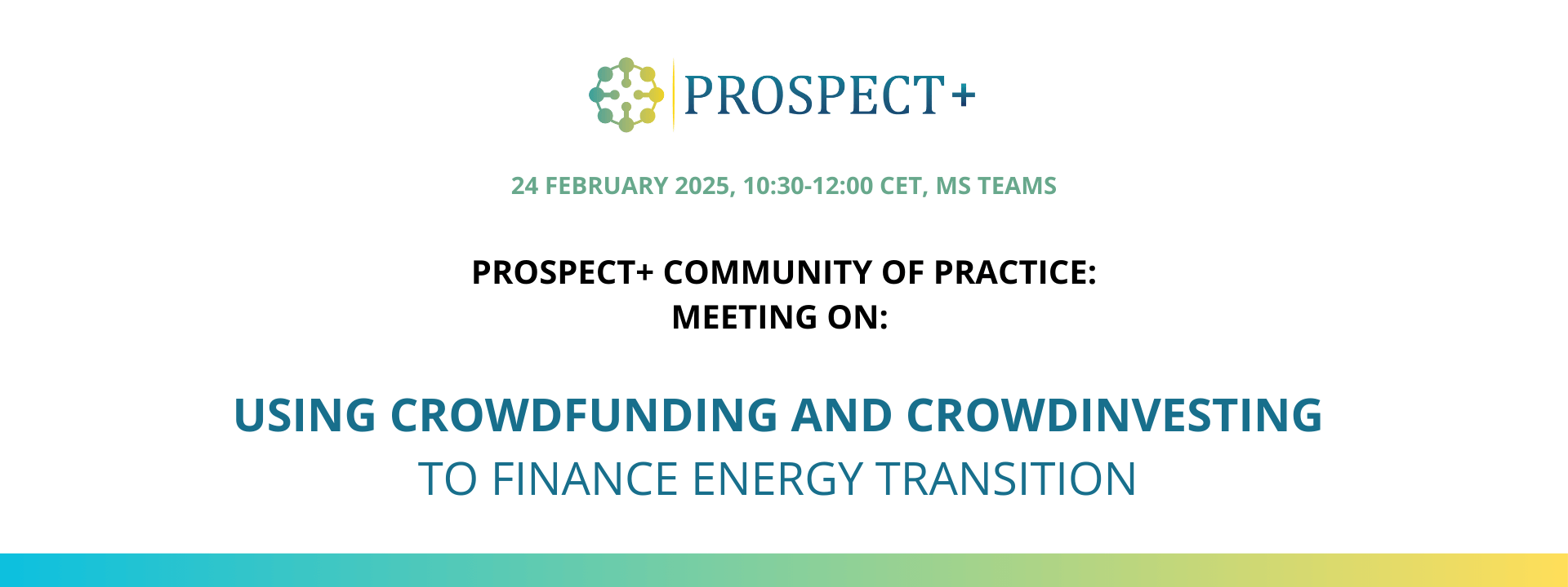 PROSPECT+ Community of Practice: meeting on Crowdfunding and Crowdinvesting cover image